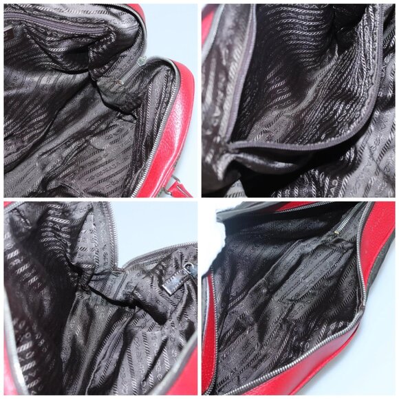 PRADA Hand Bag Nylon Leather Khaki Silver Auth bs24484 - Picture 15 of 16